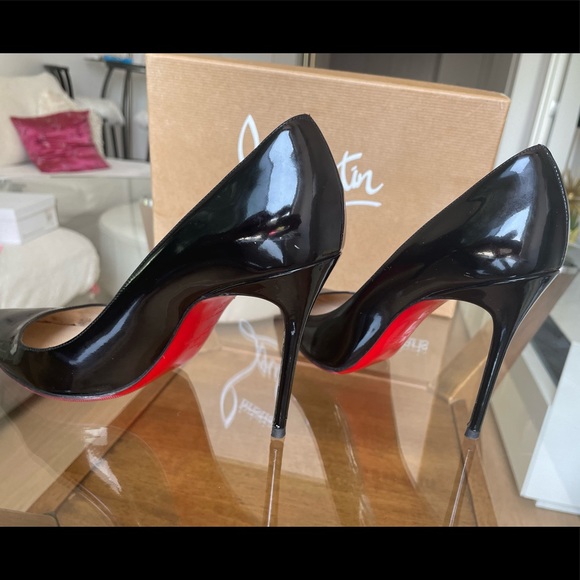 Sexy Black Patent Christian Louboutin Red Sole Stiletto Pumps 100mm - Picture 3 of 7